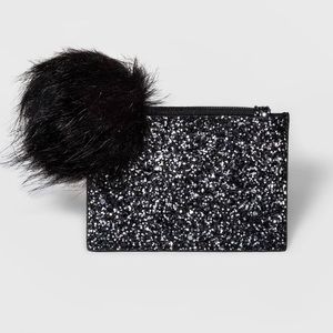 Mossimo Black & Silver Glitter Card Case